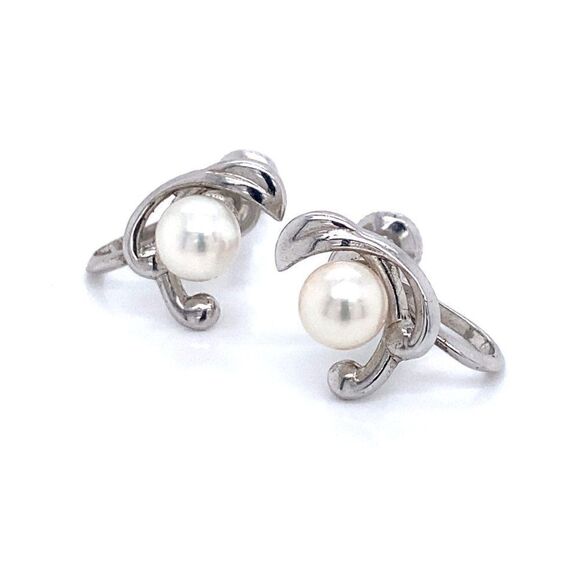 Mikimoto Estate Akoya Pearl Clip On Earrings Sterling Silver 6mm 3.53 Grams M173 - Picture 13 of 15